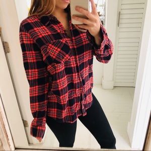 Coral & Black Flannel